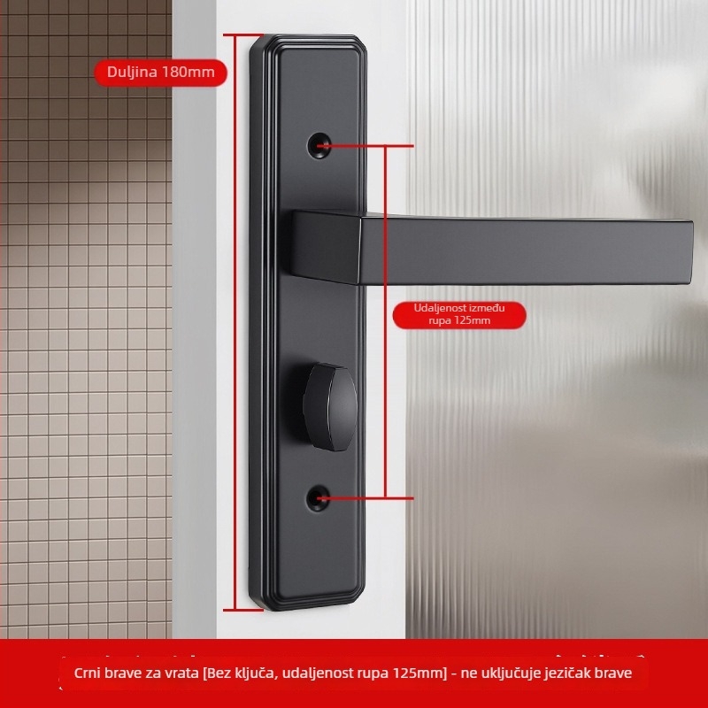 Brava za vrata s jednim jezičkom, željezna, model T0709, za vrata od aluminijskog legura, bez ključa