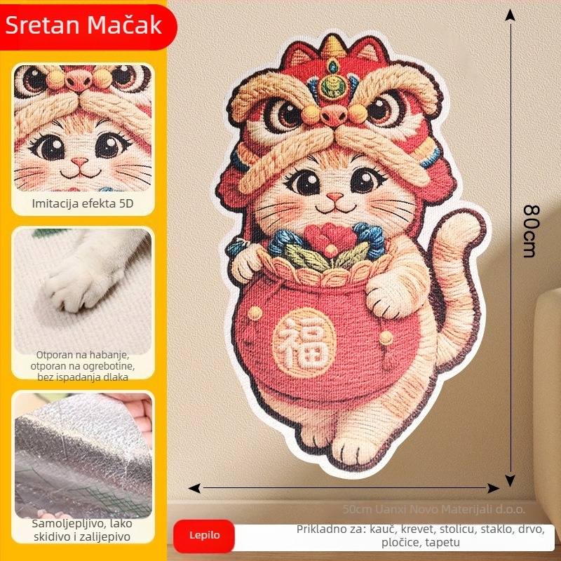 Daska za penjanje mačke u karikaturalnom dizajnu, zaštita kauča od filca, otporna na habanje, višenamjenska zidna naljepnica, paket od 100 kom