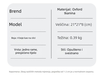 Muška torba za rame - urbani minimalistički stil, najlon, univerzalni model, vodootporna, ultralagana
