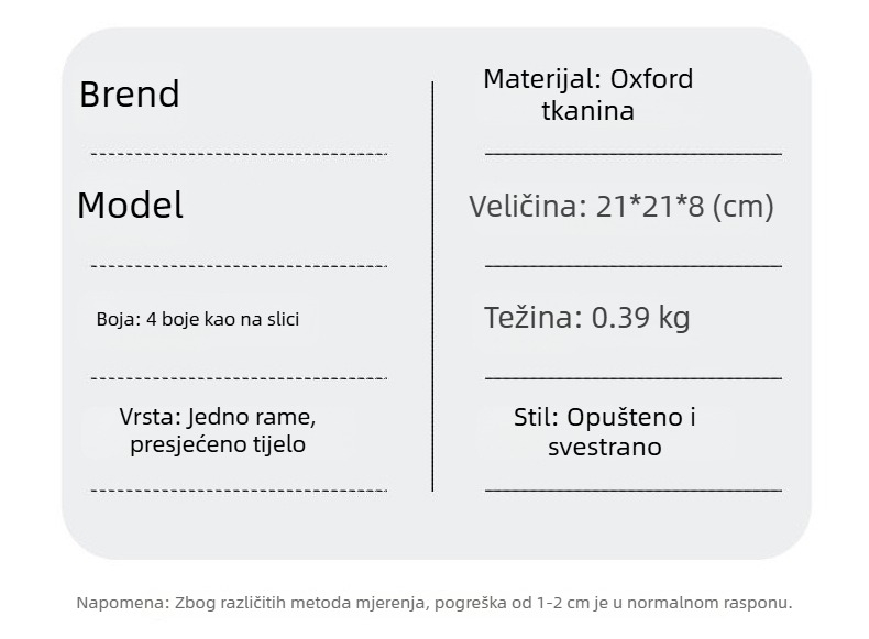 Muška torba za rame - urbani minimalistički stil, najlon, univerzalni model, vodootporna, ultralagana