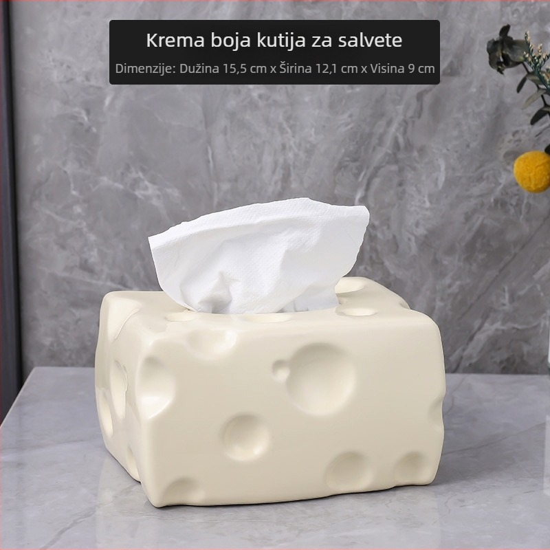Keramička kutija za maramicu, svijetao luksuzni stil, model nailao-2023911, višestruka upotreba