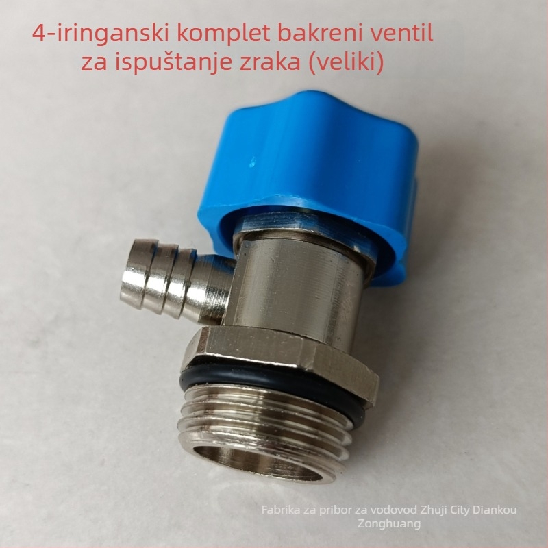 Ventil za ispuštanje zraka radiatora s navojem — bakar, niklani premaz, radna temperatura 0–100°C, za vodu
