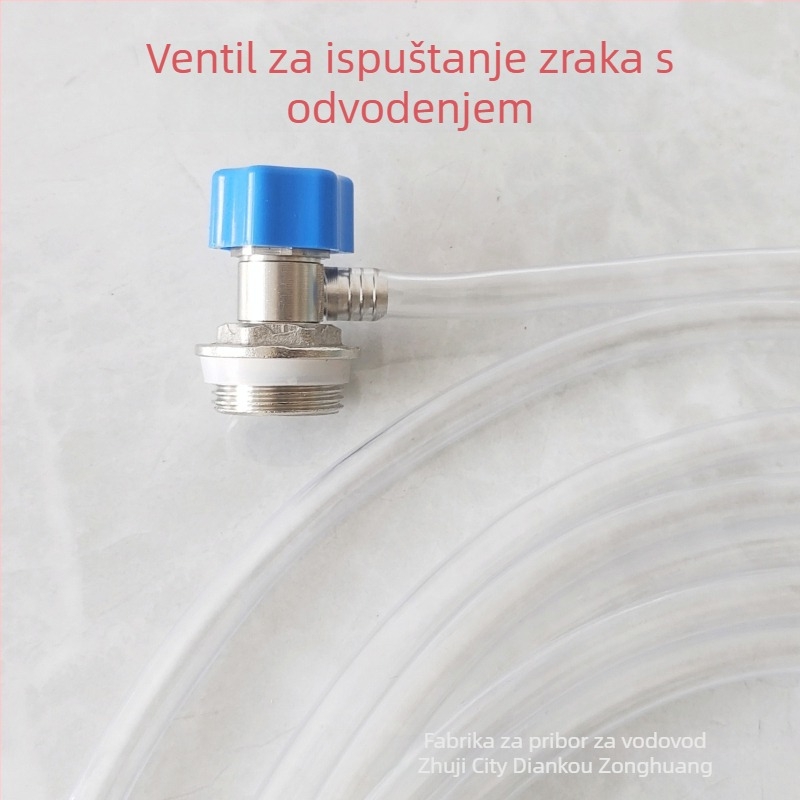 Ventil za ispuštanje zraka radiatora s navojem — bakar, niklani premaz, radna temperatura 0–100°C, za vodu
