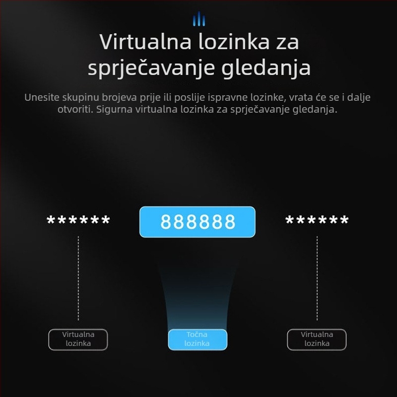 Pametna biometrijska brava za vrata s prepoznavanjem lica i otiska prsta, vodootporna, daljinsko otključavanje, pohrana otisaka 100, >100000 otključavanja, vrijeme skeniranja <0.5 s, lažno prepoznavanje <0.001%, DC napajanje
