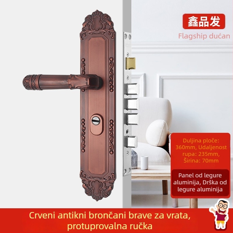 Ručka za ulazna vrata s bravom - aluminijska legura, Xinpinfa, model 901, moderan minimalistički dizajn