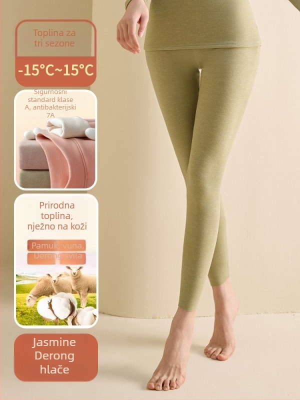 Ženski termalni set donjeg rublja od poliesterskog vlakna, polu-visoki ovratnik, dvostruki sloj, gusta tkanina 251-300 g/m², baršunasta podstava