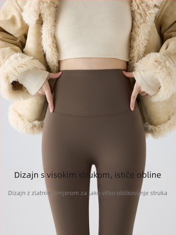 Najlon termo tajice s flis podstavom, visoka elastičnost, debeli materijal, geometrijski uzorak