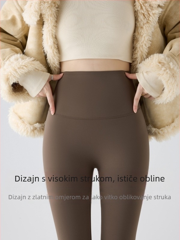 Najlon termo tajice s flis podstavom, visoka elastičnost, debeli materijal, geometrijski uzorak
