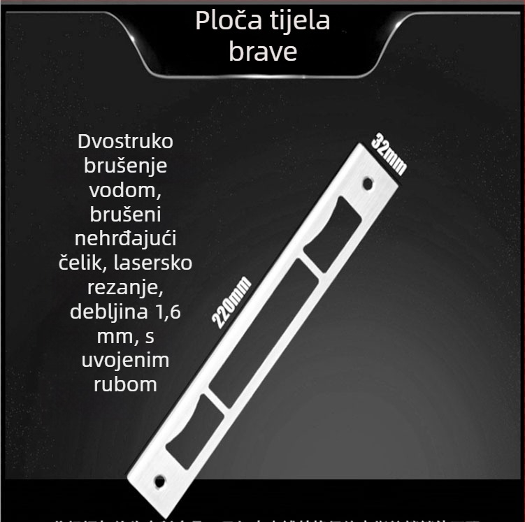 Tijelo zaključavanja za okvir vrata, nehrđajući čelik, model Little Handsome, stil lagani luksuz
