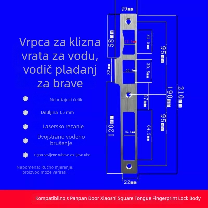 Tijelo zaključavanja za okvir vrata, nehrđajući čelik, model Little Handsome, stil lagani luksuz