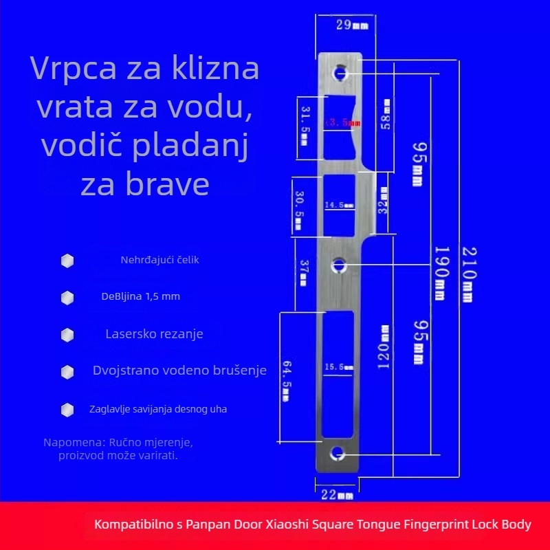 Tijelo zaključavanja za okvir vrata, nehrđajući čelik, model Little Handsome, stil lagani luksuz
