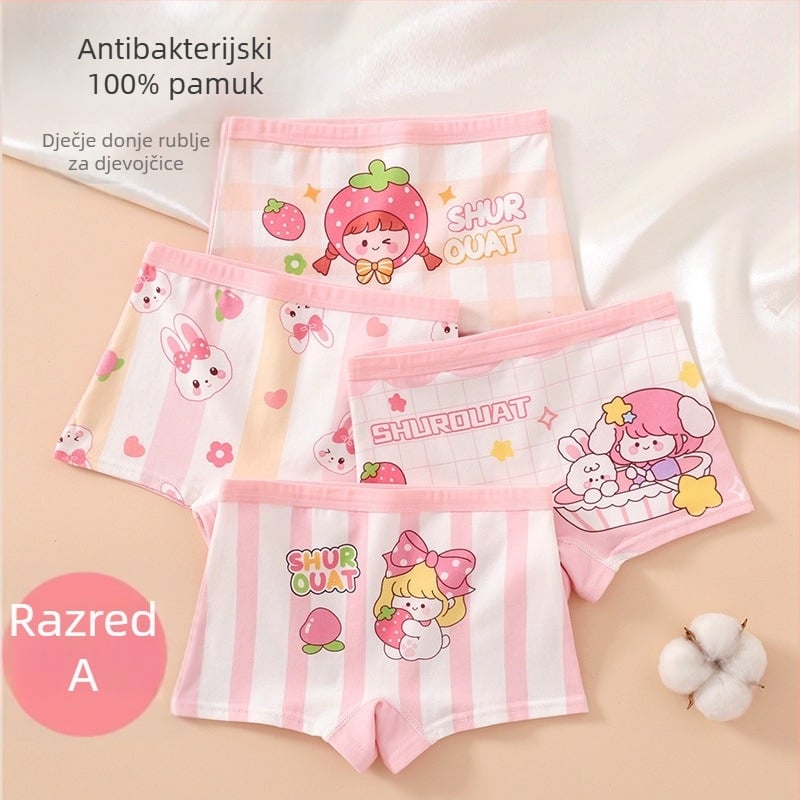 Gaćice za djevojčice od pamuka, antibakterijske, 95% pamuka, klasa sigurnosti A, model K-29
