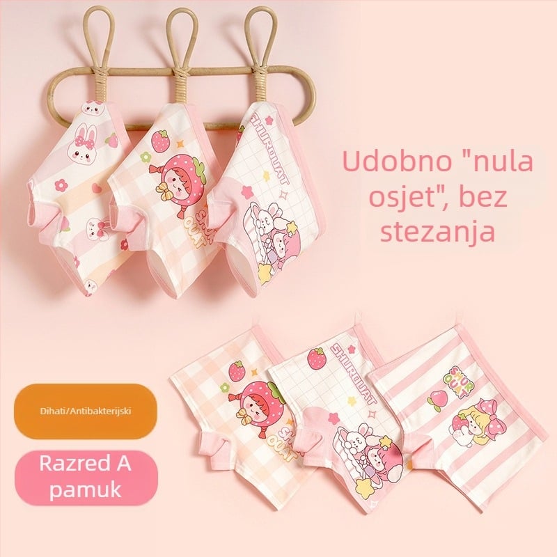 Gaćice za djevojčice od pamuka, antibakterijske, 95% pamuka, klasa sigurnosti A, model K-29