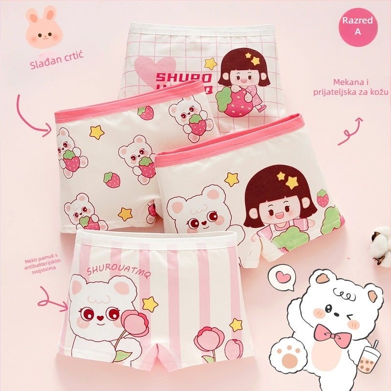 Gaćice za djevojčice od pamuka, antibakterijske, 95% pamuka, klasa sigurnosti A, model K-29