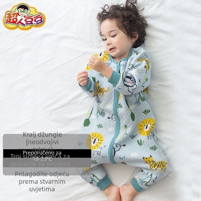 Dječji spavaći vreća s razdvojenim nogama i anti-kick deka, cijele sezone, vanjski materijal 100% pamuk, punilo poliester