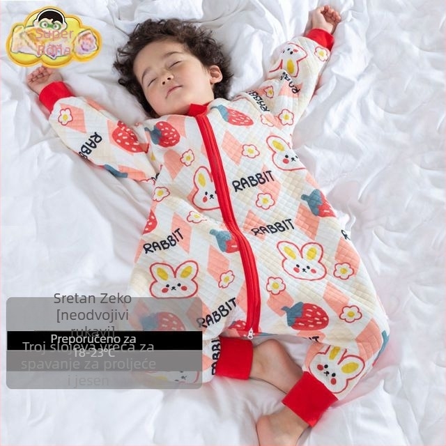 Dječji spavaći vreća s razdvojenim nogama i anti-kick deka, cijele sezone, vanjski materijal 100% pamuk, punilo poliester