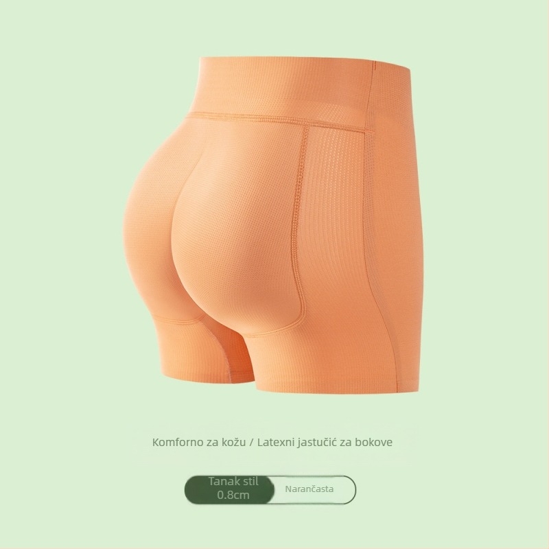 Ženske bokserice s ugrađenim jastučićima za stražnjicu, srednja visina struka, prozračne, najlon 80-90% s pamukovom podstavom