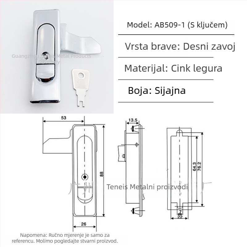 Tenace AB509 zatvarač od zinkove legure za kutije za distribuciju električne energije