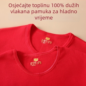 Muški termalni set od 100% pamuka, antibakterijski, tri sloja, ekstra debeli 501–600 g/m², dugi rukav, ovratnik s jednim redom, uključuje hlače