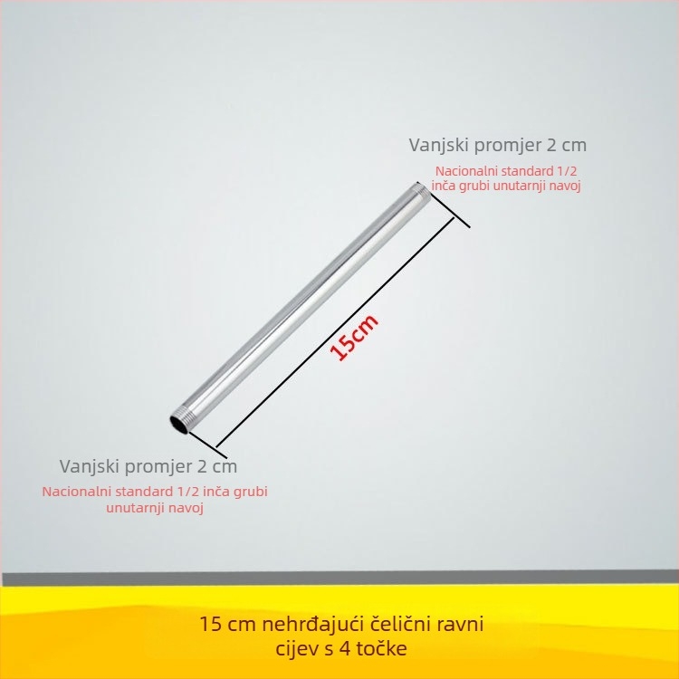 Qt132 Ravni cijev za tuš, bakar/nehrđajući čelik, skriveni navojni sustav ugradnje, 0–95°C radna temperatura, 1 MPa nominalni tlak