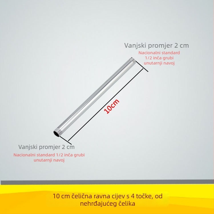 Qt132 Ravni cijev za tuš, bakar/nehrđajući čelik, skriveni navojni sustav ugradnje, 0–95°C radna temperatura, 1 MPa nominalni tlak