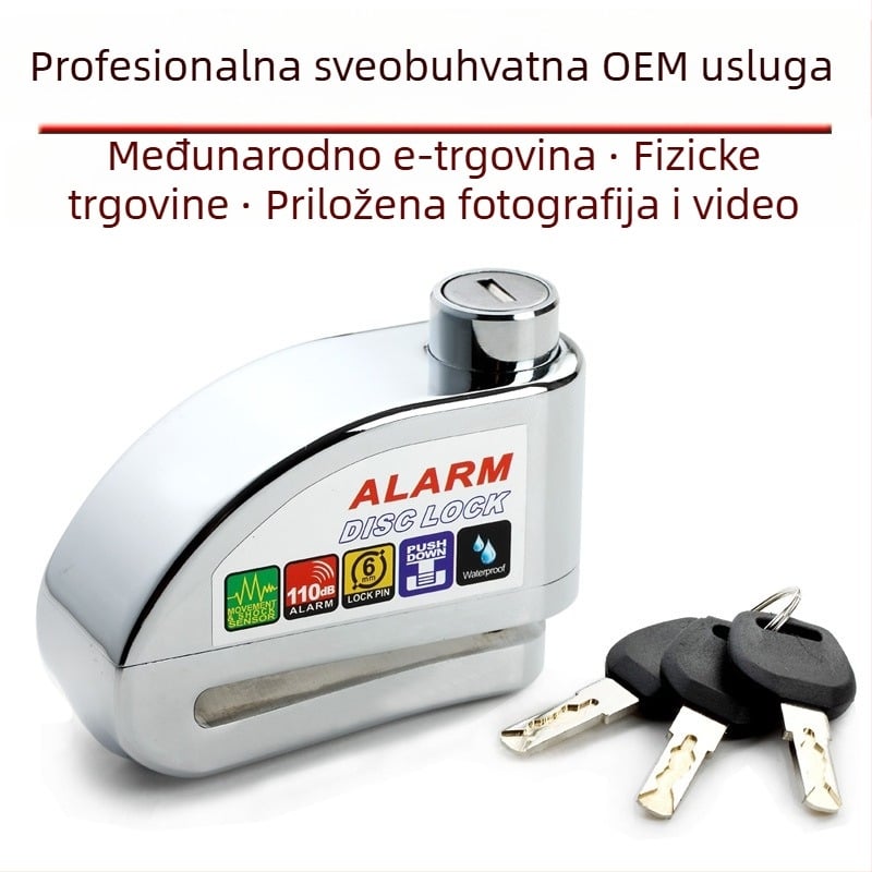 Alarmni disk-brzinski lokot za električni bicikl i motocikl, DF 8308, Materijal: cinkova legura bakra, Težina: 0,51 kg