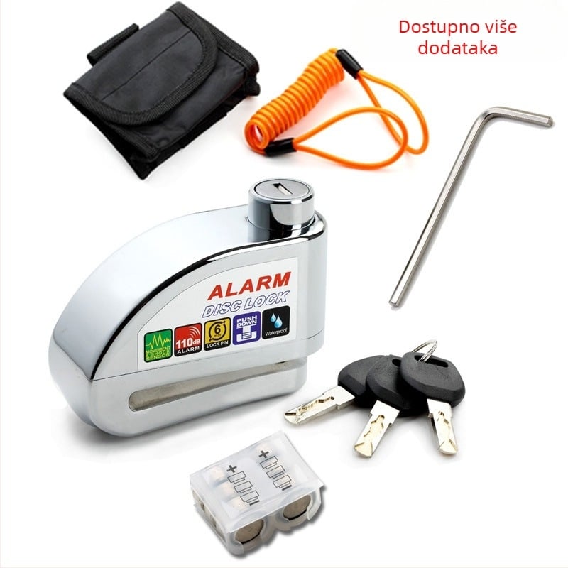 Alarmni disk-brzinski lokot za električni bicikl i motocikl, DF 8308, Materijal: cinkova legura bakra, Težina: 0,51 kg