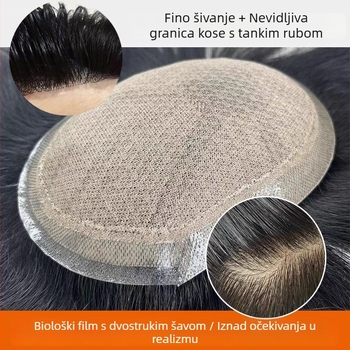 Muška perika – pravi ljudski vlasi, patch na vrhu glave, bez šavova, prirodan izgled, nije moguće obojiti