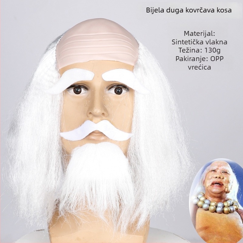 COS perika s plešavim izgledom, model 3737, zabavan stil, poludugá kosa, materijal kose: K silk / P silk, pogodno za sve oblike lica