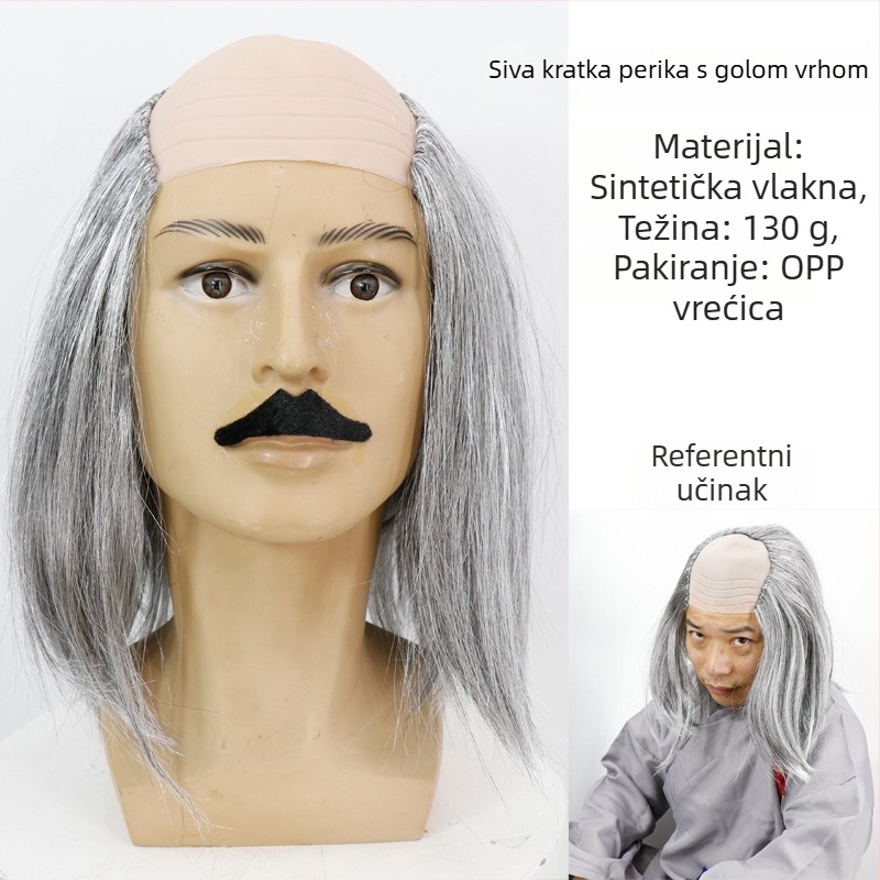 COS perika s plešavim izgledom, model 3737, zabavan stil, poludugá kosa, materijal kose: K silk / P silk, pogodno za sve oblike lica