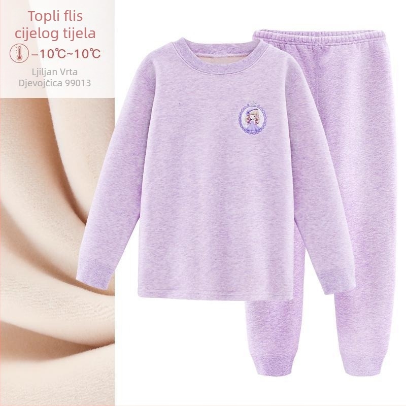Termalni komplet donjeg rublja za djevojčice, s flisom, pamuk, zima, za uzrast 3–8 godina