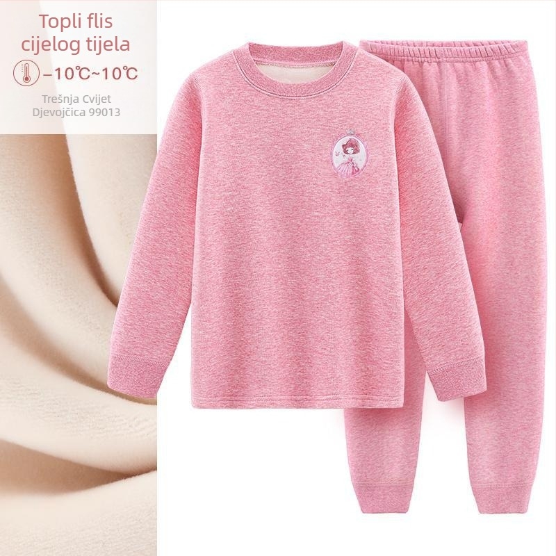 Termalni komplet donjeg rublja za djevojčice, s flisom, pamuk, zima, za uzrast 3–8 godina