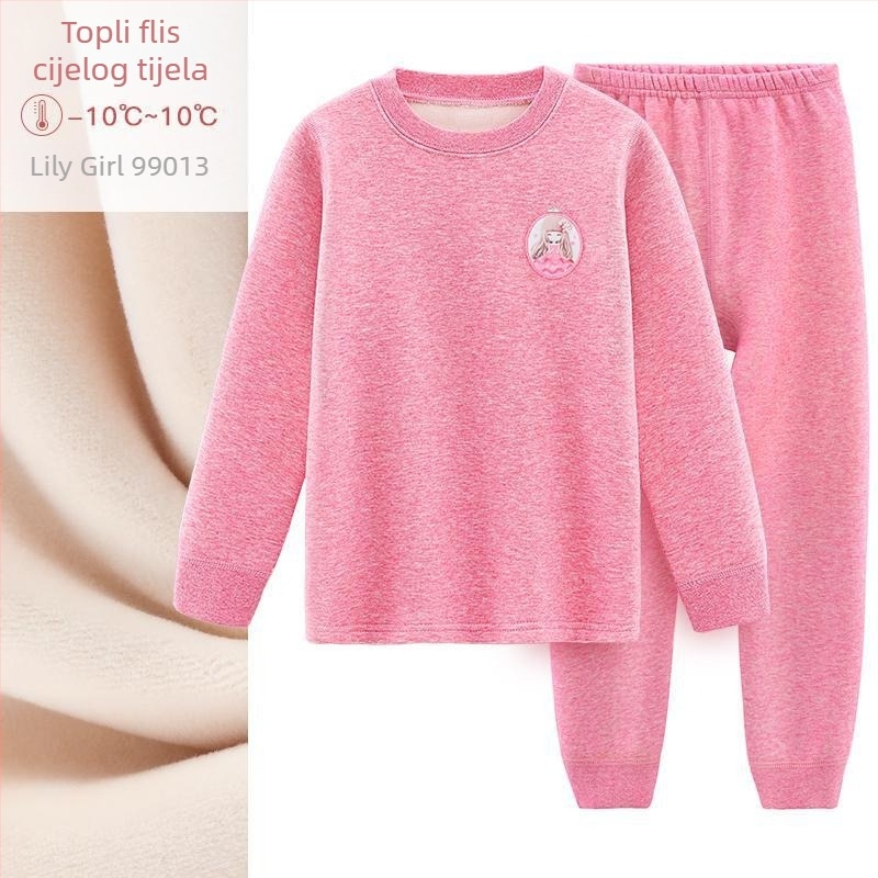 Termalni komplet donjeg rublja za djevojčice, s flisom, pamuk, zima, za uzrast 3–8 godina