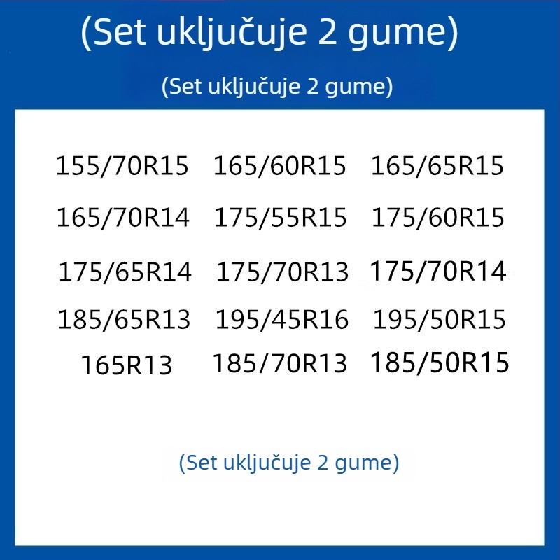 Gumeni protuklizni trak za gume za automobile, SUV i kombije — univerzalni, oko 4 kg, mogućnost ugradnje, odgovara 205/55R16, 235/55R18, 225/65R17