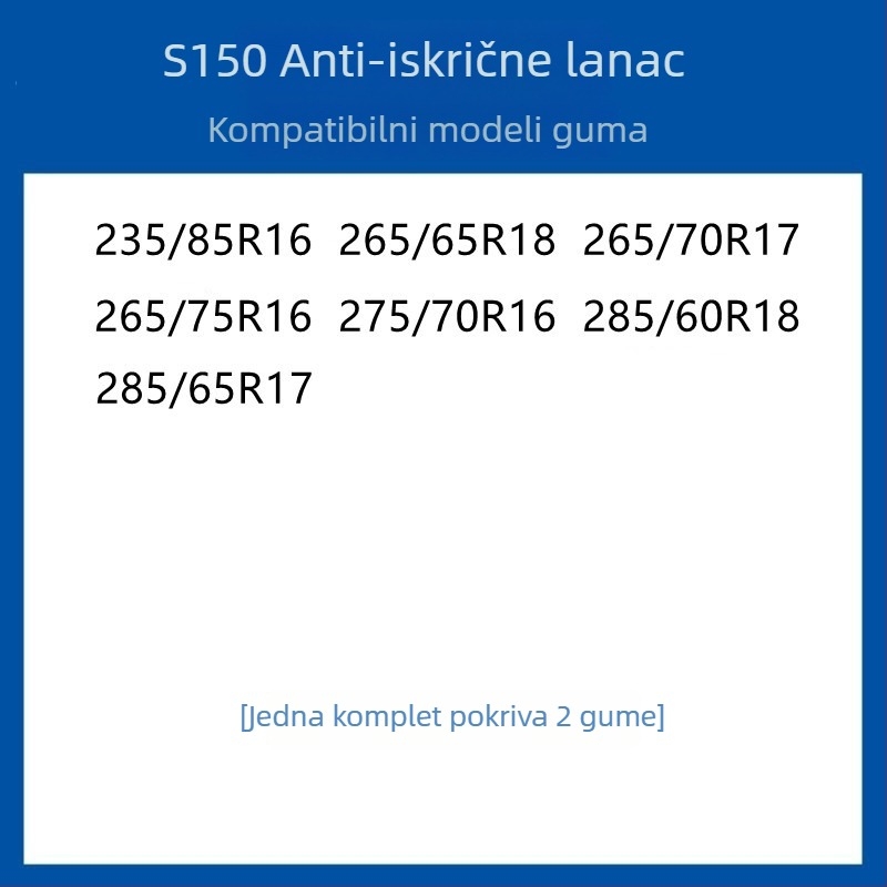 Gumeni protuklizni trak za gume za automobile, SUV i kombije — univerzalni, oko 4 kg, mogućnost ugradnje, odgovara 205/55R16, 235/55R18, 225/65R17