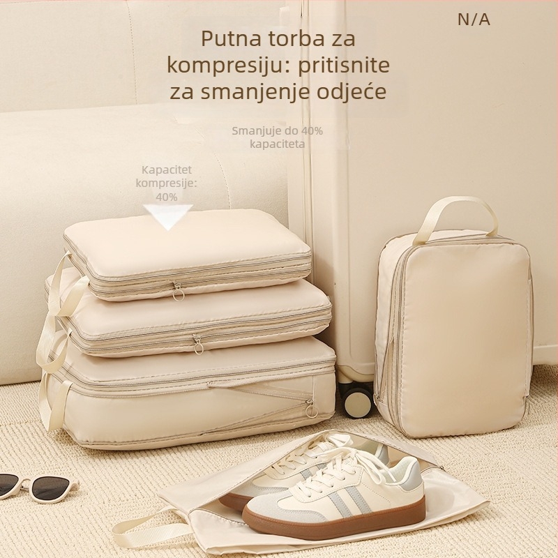 Putnički set torbi za pohranu: kompresibilan, višenamjenski, twill tkanina, za putovanja, 4- ili 7-djelni set