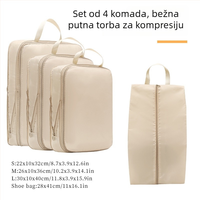 Putnički set torbi za pohranu: kompresibilan, višenamjenski, twill tkanina, za putovanja, 4- ili 7-djelni set