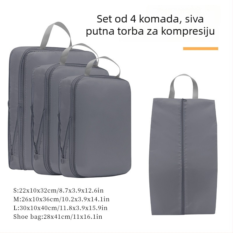 Putnički set torbi za pohranu: kompresibilan, višenamjenski, twill tkanina, za putovanja, 4- ili 7-djelni set