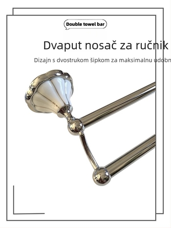 Ruichi Bathroom Držač za ručnike od cinkove legure, kromirana prevlaka, šestodjelni set, moderan stil
