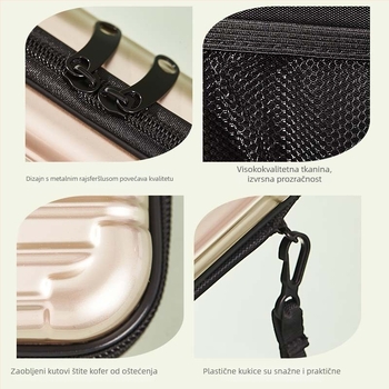 Mini PC kozmetička torbica s crossbody remenom, korejskog stila za putovanja; vanjska plastika, podstava od poliester; vodootporna, periva, višefunkcionalna; unisex.