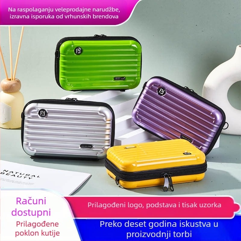 Mini PC kozmetička torbica s crossbody remenom, korejskog stila za putovanja; vanjska plastika, podstava od poliester; vodootporna, periva, višefunkcionalna; unisex.