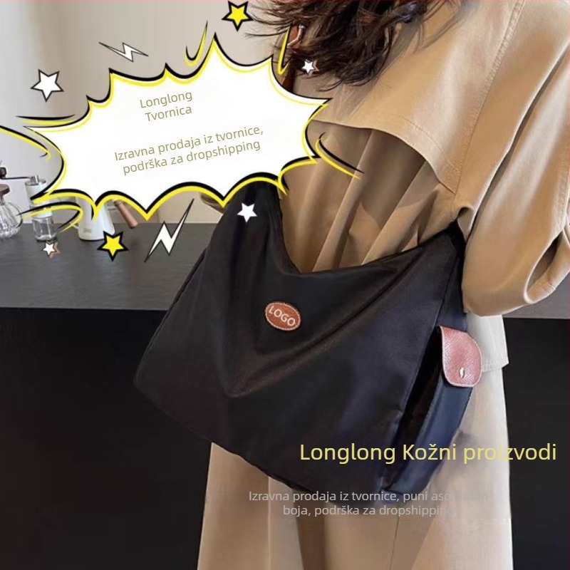 Unisex Hobo messenger torba — Oxford platno, nylon podstava, vodoravni četverokutni oblik, zatvaranje zipom, jesen 2024