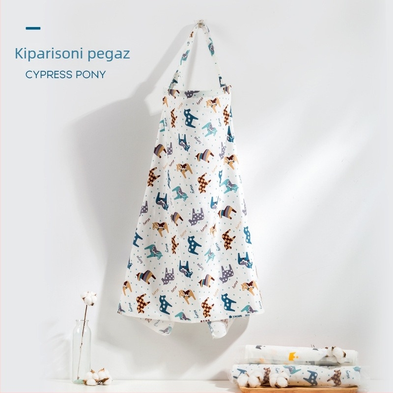 Pokrov za dojenje od pamuka s karikatura uzorkom, kratki rukavi, 95% pamuk