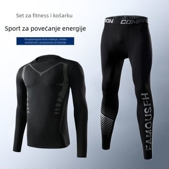 Muški brzi sušenje set za trčanje — visokoelastične tajice koje upijaju znoj, tkanina poliester/vinilon 91–95%