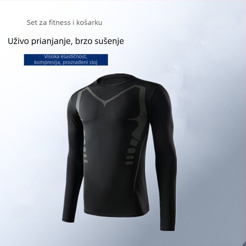 Muški brzi sušenje set za trčanje — visokoelastične tajice koje upijaju znoj, tkanina poliester/vinilon 91–95%