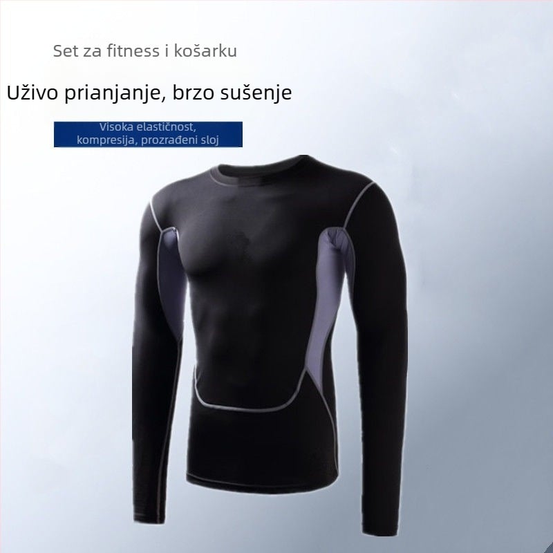 Muški brzi sušenje set za trčanje — visokoelastične tajice koje upijaju znoj, tkanina poliester/vinilon 91–95%