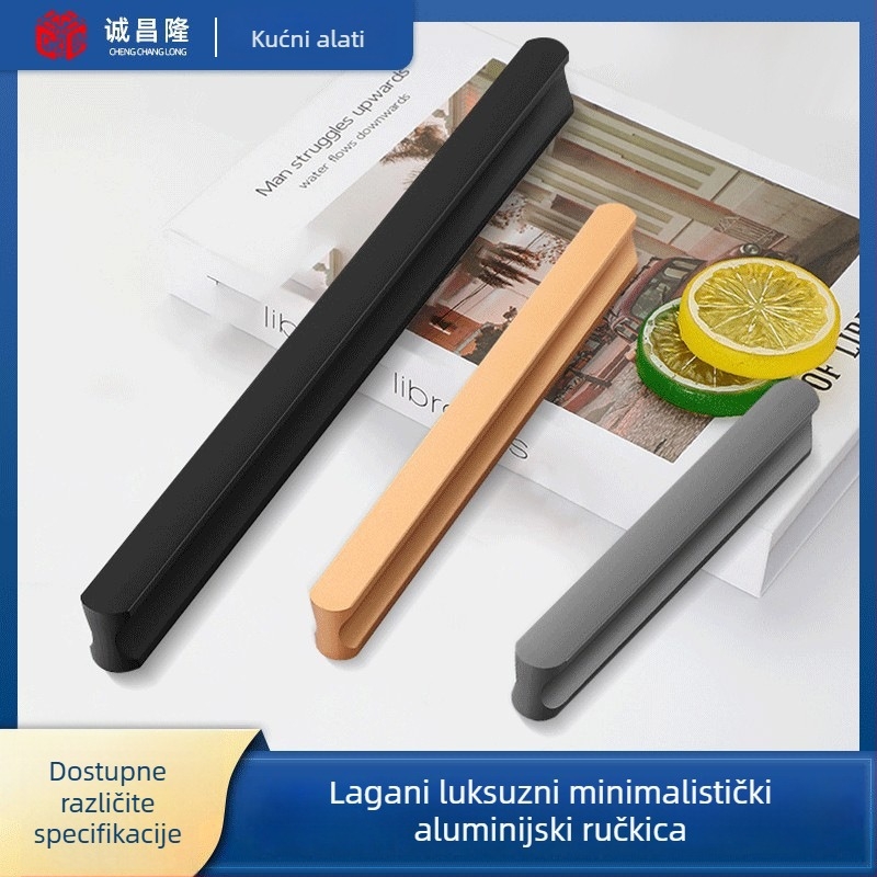 Drška za vrata ormara u I obliku, produženi okrugli vrh, zaštita od sudara, moderan lagani luksuzni stil, aluminijska legura, lijevanje pod pritiskom, model 776