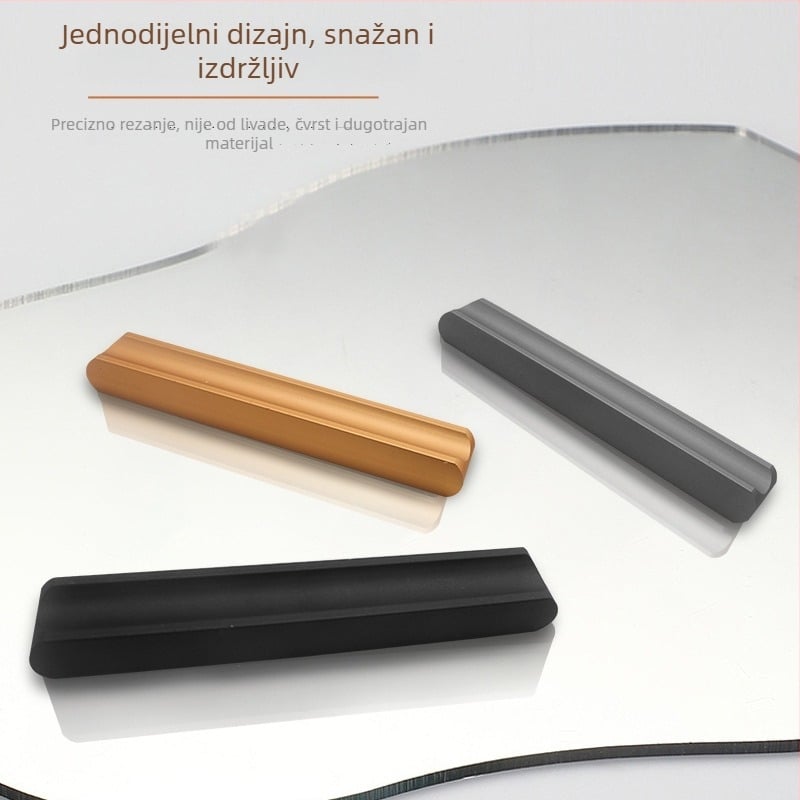 Drška za vrata ormara u I obliku, produženi okrugli vrh, zaštita od sudara, moderan lagani luksuzni stil, aluminijska legura, lijevanje pod pritiskom, model 776