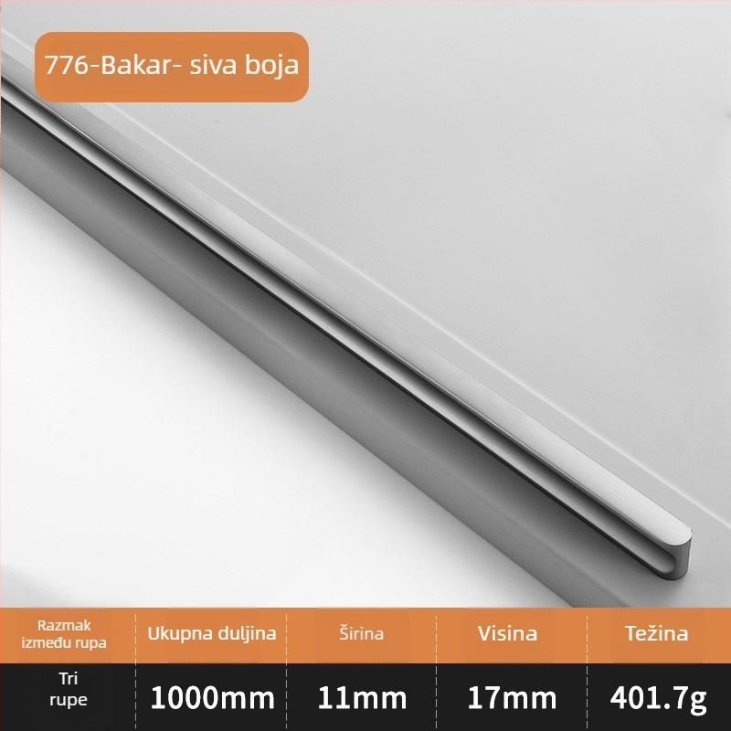 Drška za vrata ormara u I obliku, produženi okrugli vrh, zaštita od sudara, moderan lagani luksuzni stil, aluminijska legura, lijevanje pod pritiskom, model 776