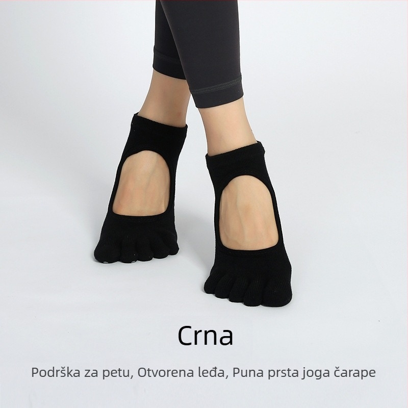 Peto-prstne joga čarape od pamuka, protuklizne, upijaju znoj, za žene, indoor pilates, 70–80% pamuka